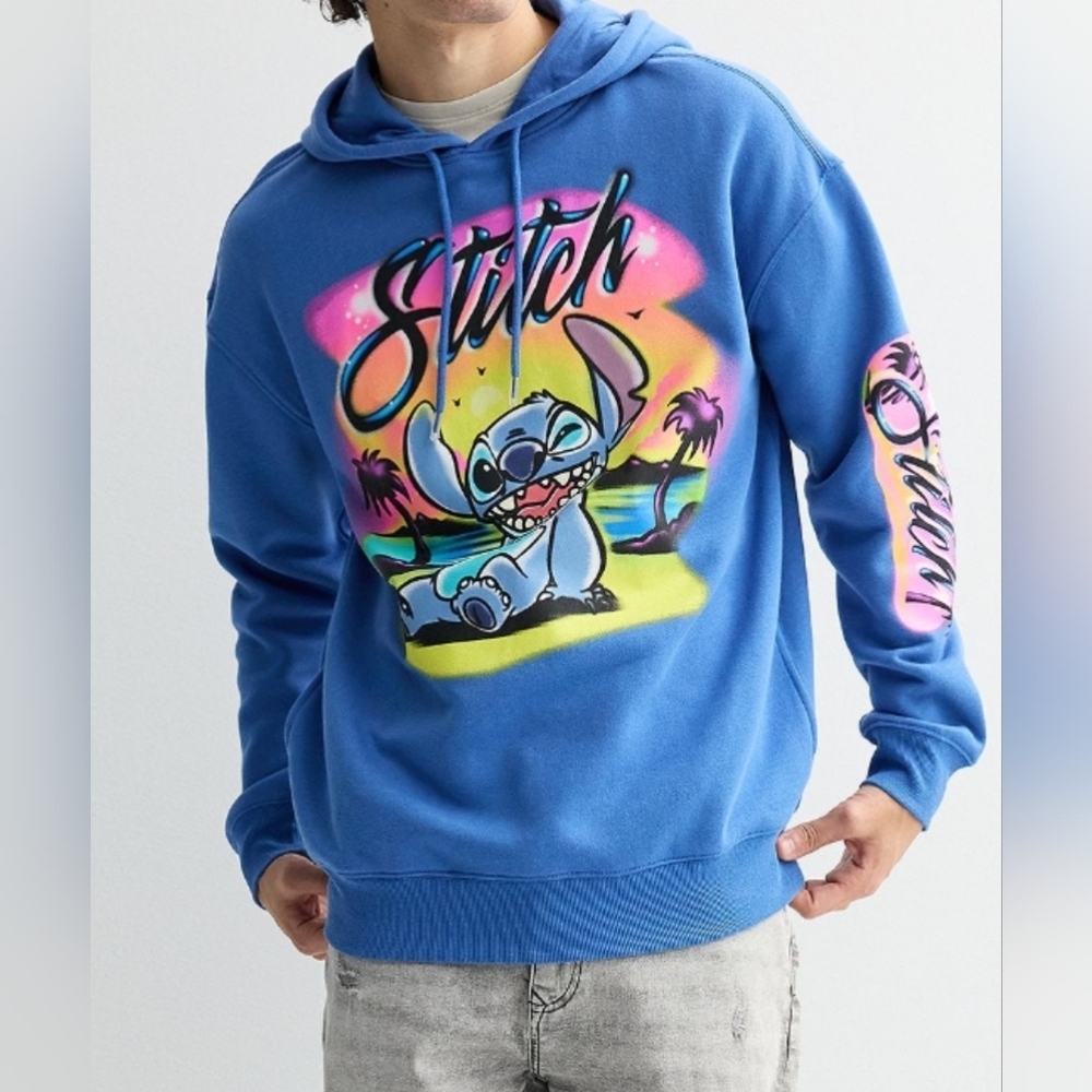 Disney Stitch Airbrush Hoodie S M L Nwt